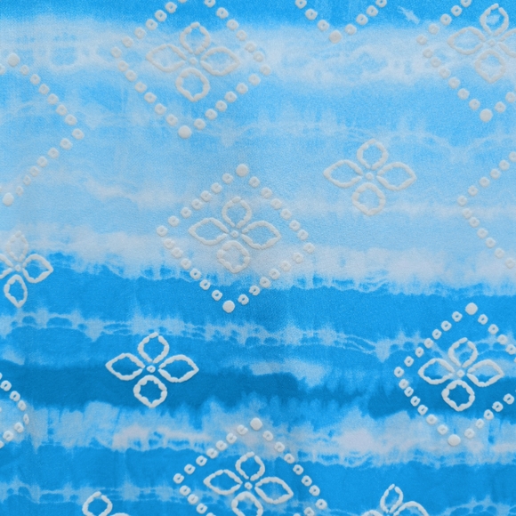 Ruby Rd. Aqua blue tie dye women's top 3/4 tie sleeves size Large Modest New - Picture 2 of 6